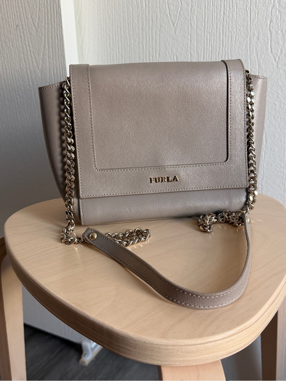 Furla Neutral Taupe Saffiano Leather Crossbody - Picture 2 of 11